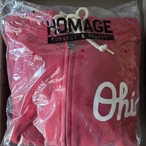 HOMAGE rare Red Script Ohio Zip-Up Hoodie Adult Medium